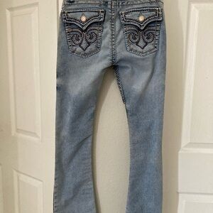 DUBAY Elegant Blue Boot Cut Jeans with Embellished Pockets size 9
